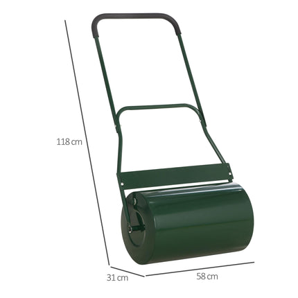 40L Steel Lawn Roller with Collapsible Handle for Even Lawn - Green
