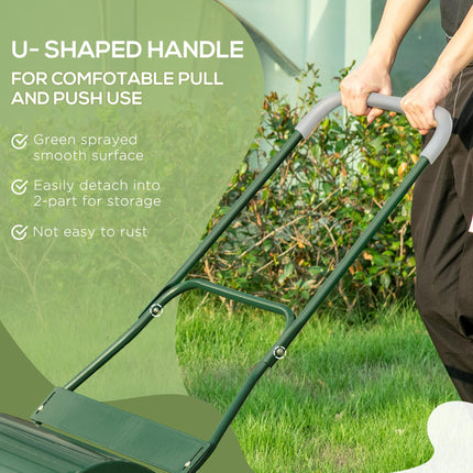 40L Steel Lawn Roller with Collapsible Handle for Even Lawn - Green