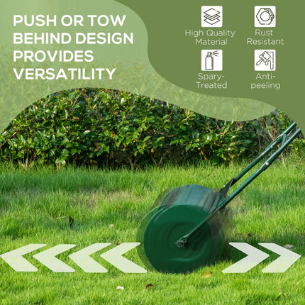 40L Steel Lawn Roller with Collapsible Handle for Even Lawn - Green