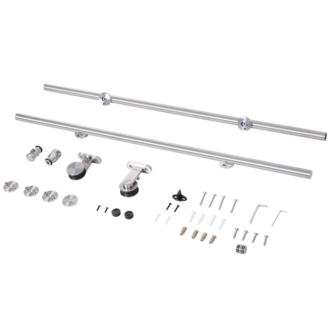 35-45mm Stainless Steel Sliding Door Track Kit - Silver