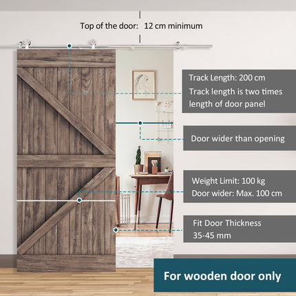 35-45mm Stainless Steel Sliding Door Track Kit - Silver