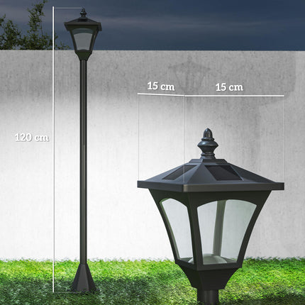 Outdoor Solar Powered LED Post Lamp with Sensor and Dimmable Light - Black