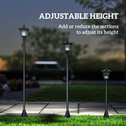 Outdoor Solar Powered LED Post Lamp with Sensor and Dimmable Light - Black