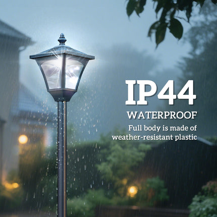 Outdoor Solar Powered LED Post Lamp with Sensor and Dimmable Light - Black