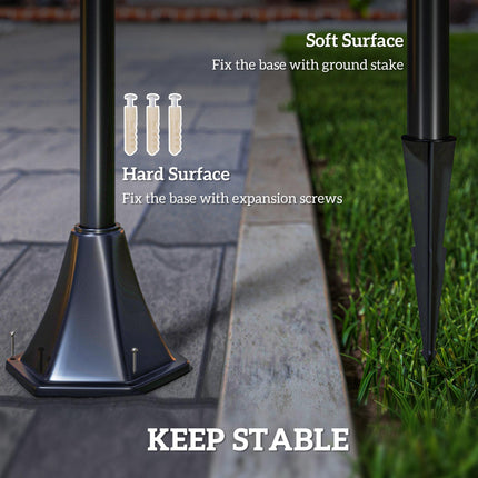 Outdoor Solar Powered LED Post Lamp with Sensor and Dimmable Light - Black