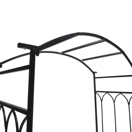 Garden Metal Arch 2-Seater Bench with Rose Trellis for Climbing Plants 115x50x203 cm - Black