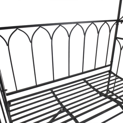 Garden Metal Arch 2-Seater Bench with Rose Trellis for Climbing Plants 115x50x203 cm - Black