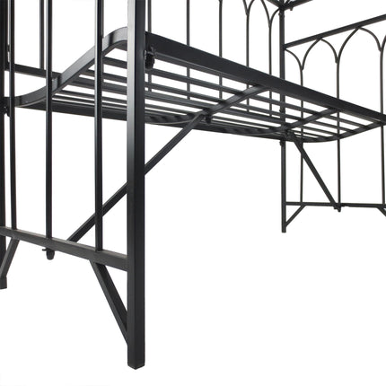 Garden Metal Arch 2-Seater Bench with Rose Trellis for Climbing Plants 115x50x203 cm - Black