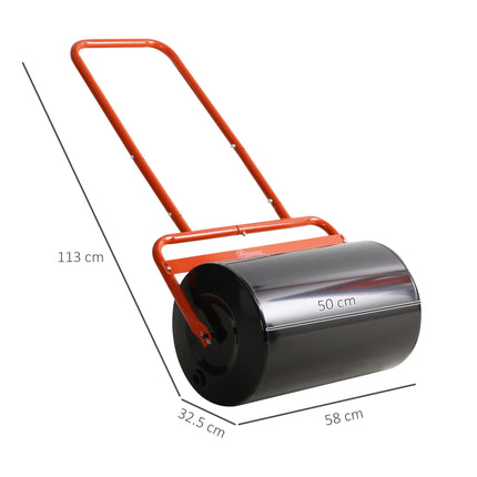 Combination Push Tow Lawn Roller 38L Steel Cylinder for Garden Use - Black Red