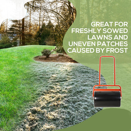 Combination Push Tow Lawn Roller 38L Steel Cylinder for Garden Use - Black Red