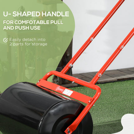 Combination Push Tow Lawn Roller 38L Steel Cylinder for Garden Use - Black Red