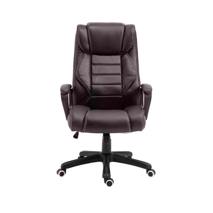 High Back Executive Office Chair with 6-Point Vibration Massage, Extra Padded Ergonomic Swivel Tilt Seat - Brown