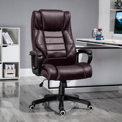 High Back Executive Office Chair with 6-Point Vibration Massage, Extra Padded Ergonomic Swivel Tilt Seat - Brown