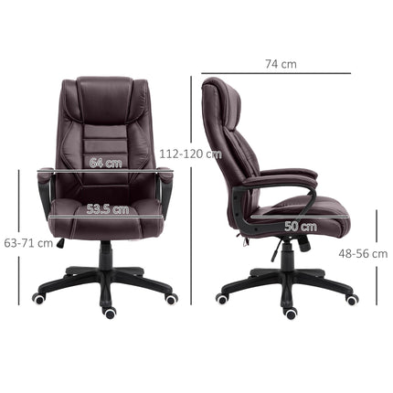 High Back Executive Office Chair with 6-Point Vibration Massage, Extra Padded Ergonomic Swivel Tilt Seat - Brown