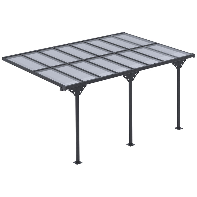 Outdoor Patio Gazebo Pergola 4.35 x 3 m Aluminum Frame PC Roof - Grey
