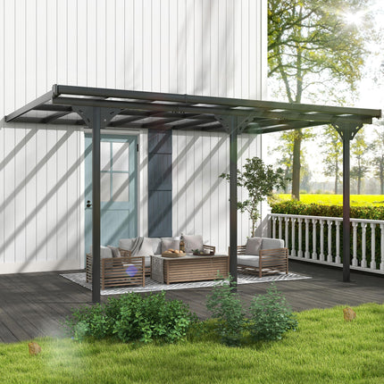 Outdoor Patio Gazebo Pergola 4.35 x 3 m Aluminum Frame PC Roof - Grey