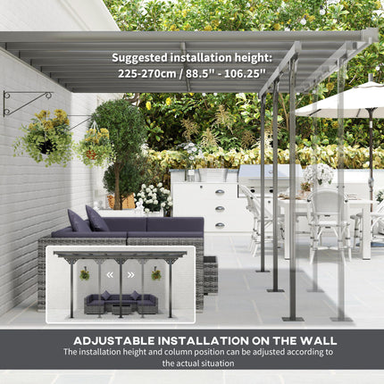Outdoor Patio Gazebo Pergola 4.35 x 3 m Aluminum Frame PC Roof - Grey