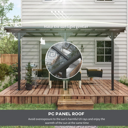 Outdoor Patio Gazebo Pergola 4.35 x 3 m Aluminum Frame PC Roof - Grey