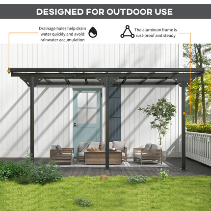 Outdoor Patio Gazebo Pergola 4.35 x 3 m Aluminum Frame PC Roof - Grey