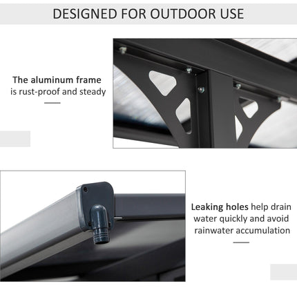 Outdoor Patio Gazebo Pergola 4.35 x 3 m Aluminum Frame PC Roof - Grey