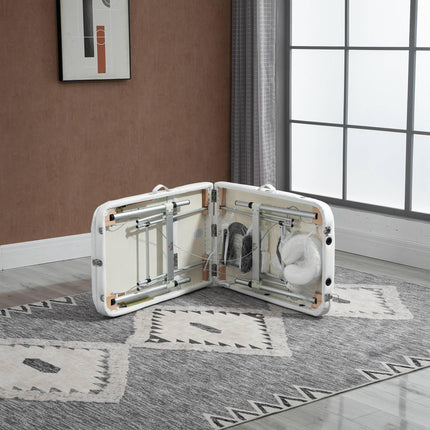 Adjustable Folding PVC Leather Massage Table with Aluminium Frame, Headrest & Carry Bag - White
