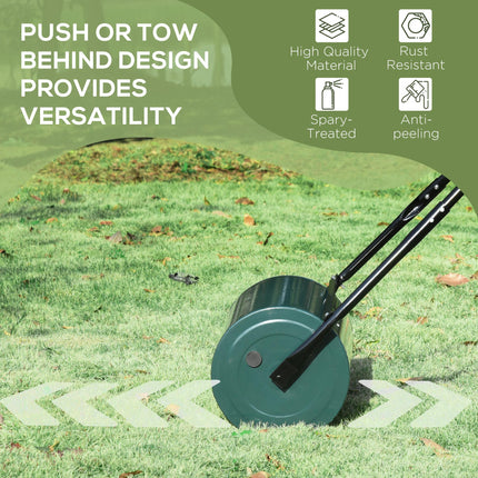 30L Heavy Duty Steel Garden Lawn Roller Drum with Water or Sand Fill - Green