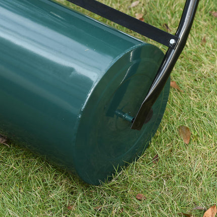 30L Heavy Duty Steel Garden Lawn Roller Drum with Water or Sand Fill - Green