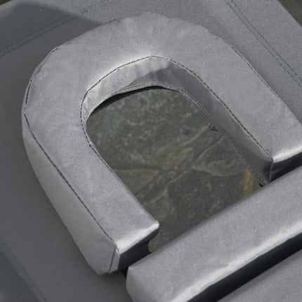 Foldable Adjustable Sun Lounger with Pillow and Reading Hole for Garden and Beach - Grey