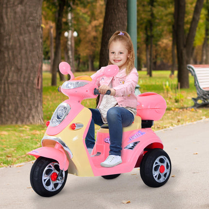 Electric Ride-On Toy Motorbike with Music and Lights 3-Wheel - Pink