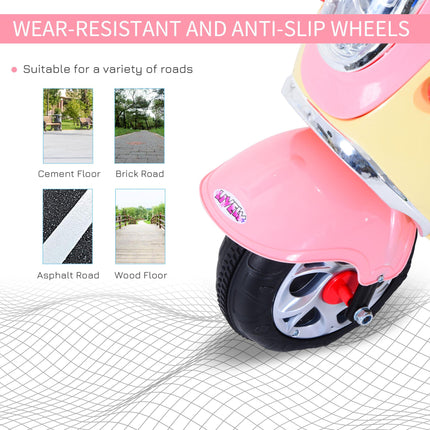 Electric Ride-On Toy Motorbike with Music and Lights 3-Wheel - Pink
