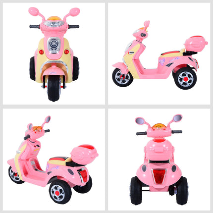 Electric Ride-On Toy Motorbike with Music and Lights 3-Wheel - Pink