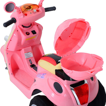 Electric Ride-On Toy Motorbike with Music and Lights 3-Wheel - Pink