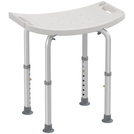 Adjustable Height Rectangular Medical Grade Mobility Shower Seat Bath Stool - White