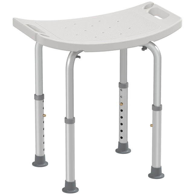 Adjustable Height Rectangular Medical Grade Mobility Shower Seat Bath Stool - White