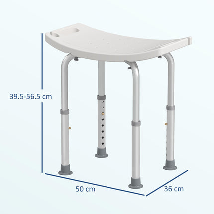 Adjustable Height Rectangular Medical Grade Mobility Shower Seat Bath Stool - White