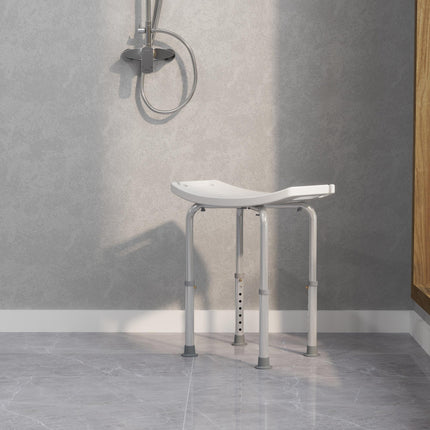 Adjustable Height Rectangular Medical Grade Mobility Shower Seat Bath Stool - White