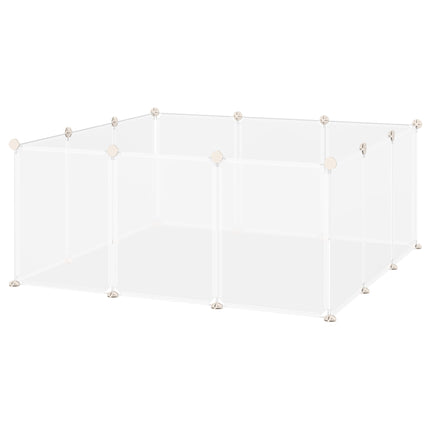 Pet Playpen DIY Small Animal Cage 12-Panel Portable Plastic Fence for Hedgehog Bunny Chinchilla Guinea Pig - White