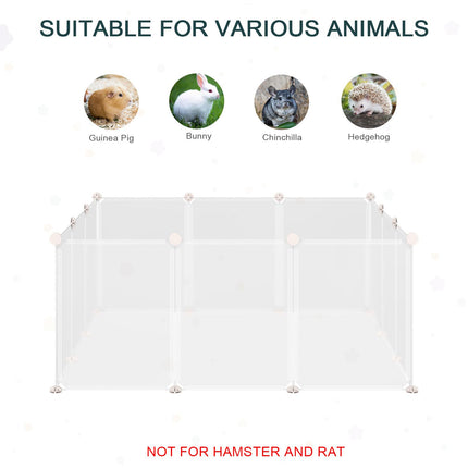 Pet Playpen DIY Small Animal Cage 12-Panel Portable Plastic Fence for Hedgehog Bunny Chinchilla Guinea Pig - White