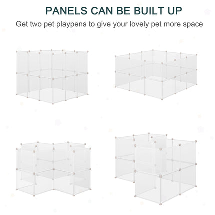 Pet Playpen DIY Small Animal Cage 12-Panel Portable Plastic Fence for Hedgehog Bunny Chinchilla Guinea Pig - White