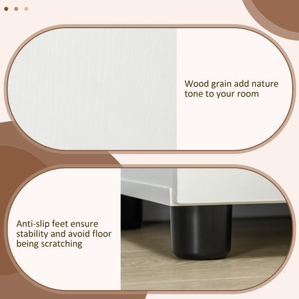 2-Tier Locking Office Storage Cabinet with Melamine Coating, Aluminium Handles & Keys - White