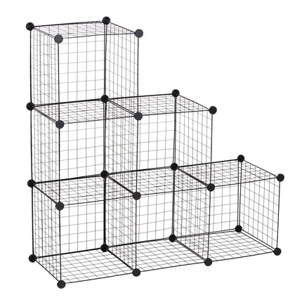 DIY 6 Cube Metal Wire Interlocking Storage Cabinet Organizer Shelves - Black