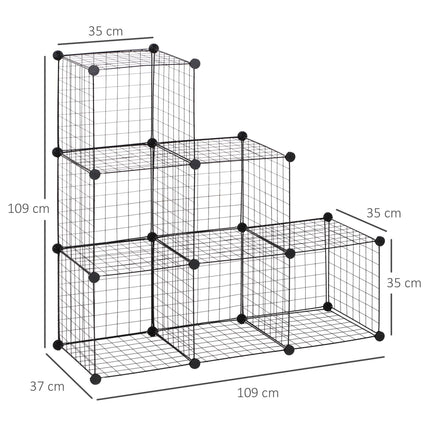 DIY 6 Cube Metal Wire Interlocking Storage Cabinet Organizer Shelves - Black