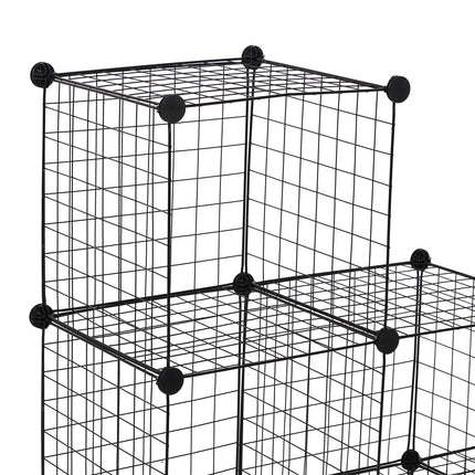 DIY 6 Cube Metal Wire Interlocking Storage Cabinet Organizer Shelves - Black