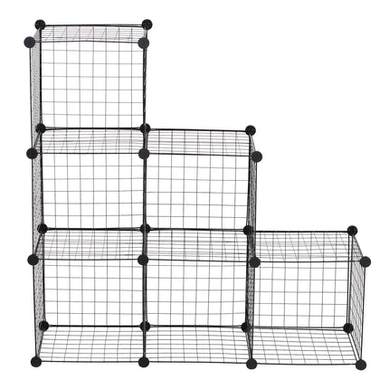 DIY 6 Cube Metal Wire Interlocking Storage Cabinet Organizer Shelves - Black