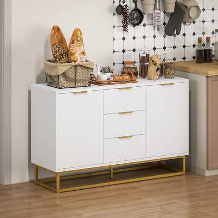 Modern Freestanding Storage Cabinet with 3 Drawers for Dining & Living Room - White
