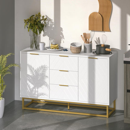 Modern Freestanding Storage Cabinet with 3 Drawers for Dining & Living Room - White