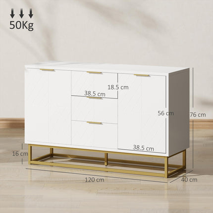 Modern Freestanding Storage Cabinet with 3 Drawers for Dining & Living Room - White