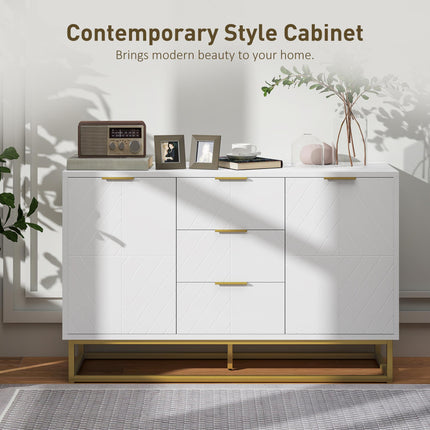 Modern Freestanding Storage Cabinet with 3 Drawers for Dining & Living Room - White