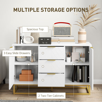 Modern Freestanding Storage Cabinet with 3 Drawers for Dining & Living Room - White