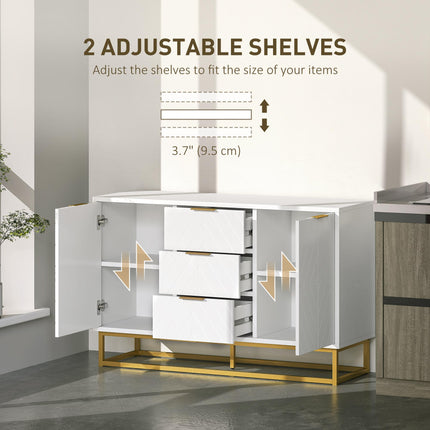 Modern Freestanding Storage Cabinet with 3 Drawers for Dining & Living Room - White